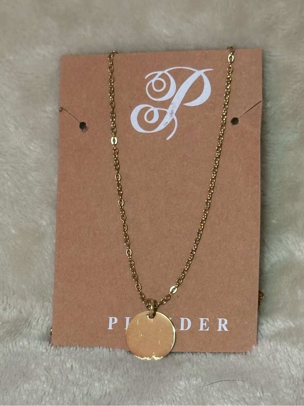 Plunder Gold Tone Necklace With Disc Pendant - Picture 2 of 4